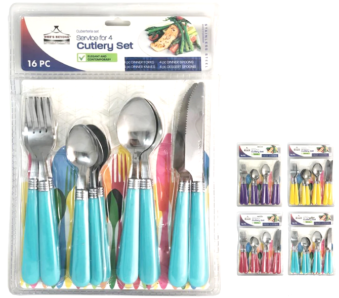 FLATWARE SET-16pc ASST COLORS