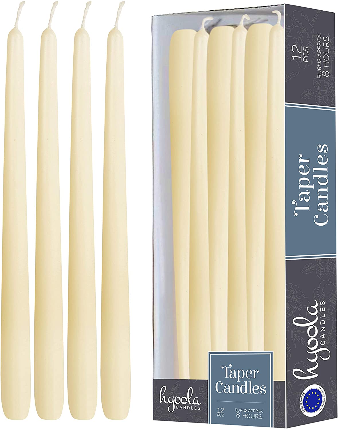 TAPERED CANDLES-10″ – 12 PACK  IVORY