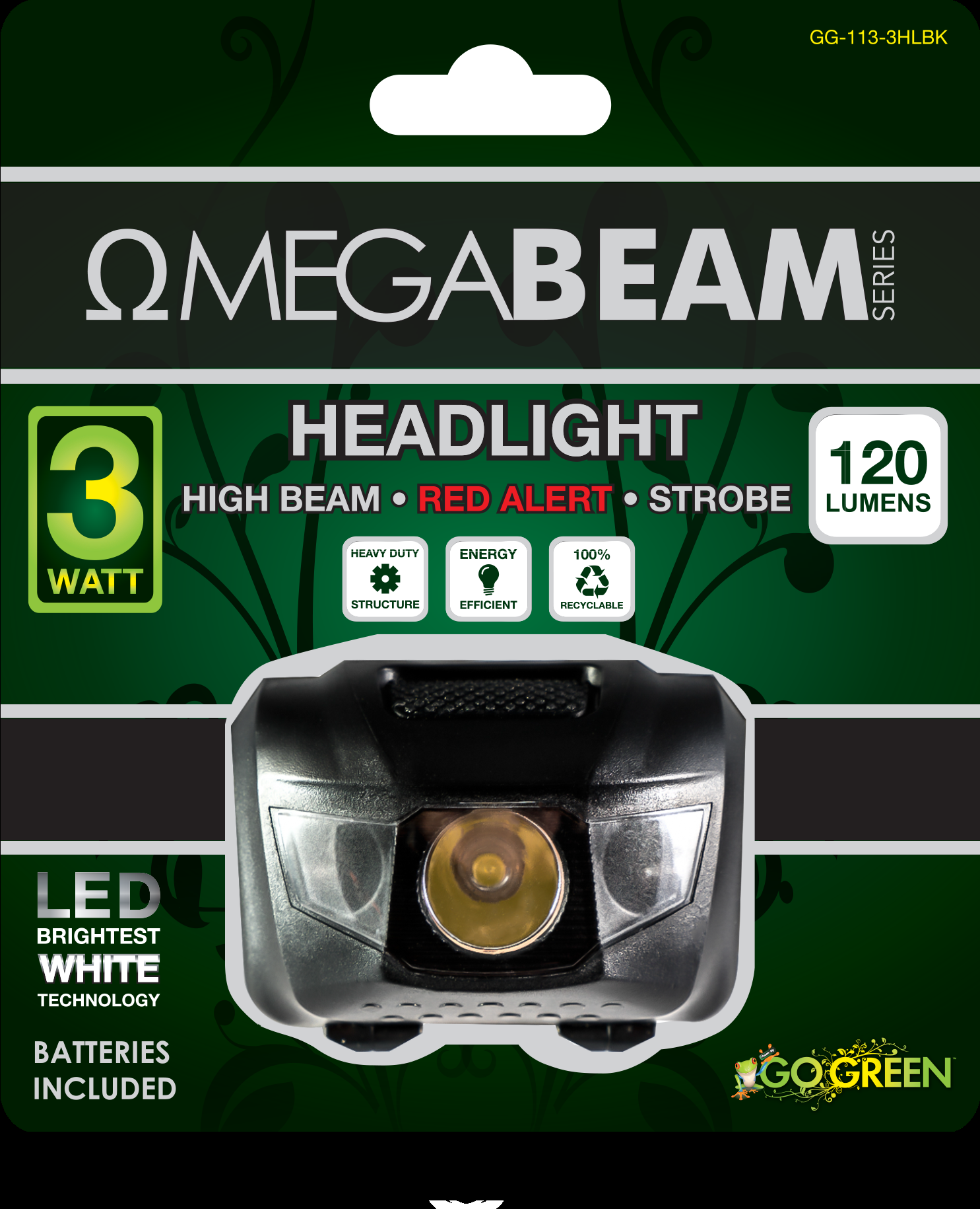 FLASHLITE-w-MEGA LED HEAD LAMP  BLACK